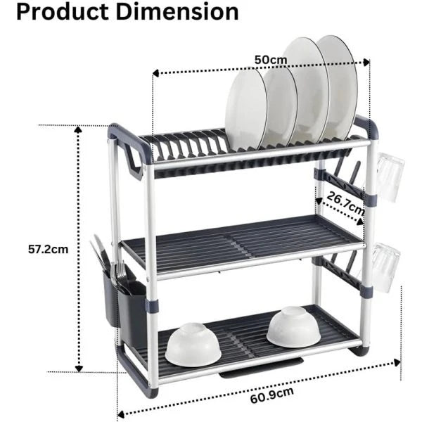 3 Tier Aluminum Dish Drying Rack