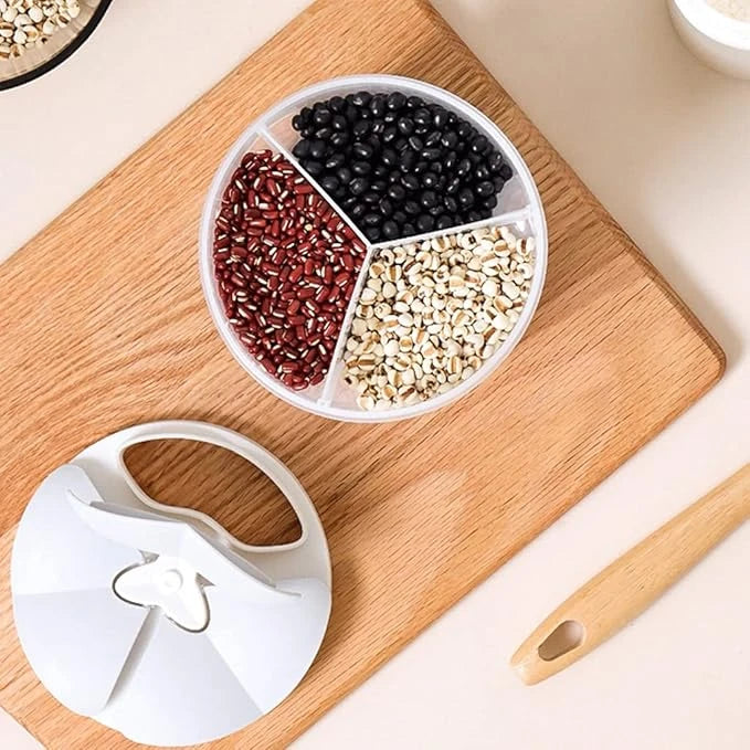 1500ml Multi-Compartment Airtight Food Storage Container with Petal-Shaped Pouring Lid for Grains Nuts Cereal and Dry Food