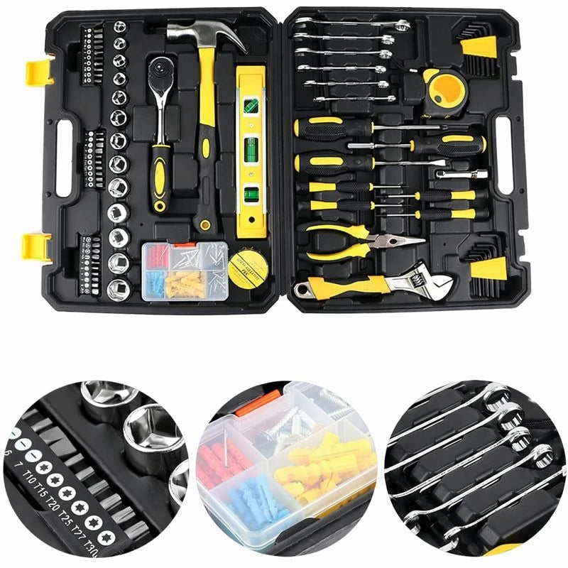 138-Piece Multi-Function Tool Kit with Hard Case – Complete Home Repair & DIY Tool Set, Screwdrivers, Wrenches, Ratchet, Sockets, Pliers, Hammer & Accessories
