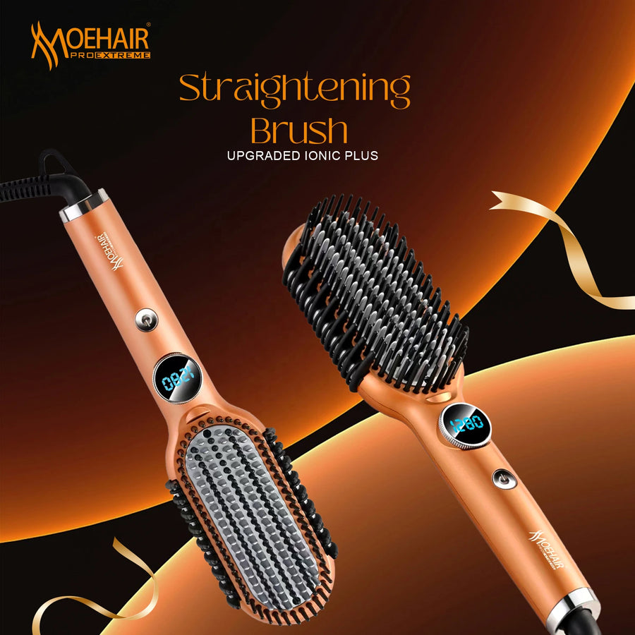 Straightening Hair Brush with LCD Display Ionic Heated Hair Straightener Comb