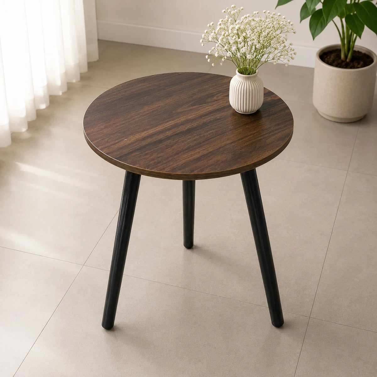 Round Marble Pattern Side Table 40 cm | Modern Coffee Table | Living Room Bedroom Accent Table - Image 5