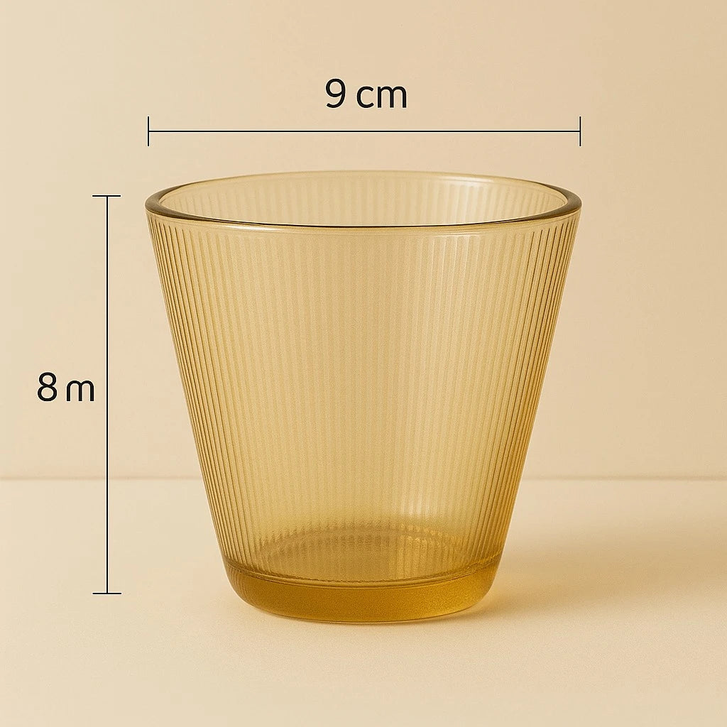 Amber Ribbed Pitcher with 6 Glasses