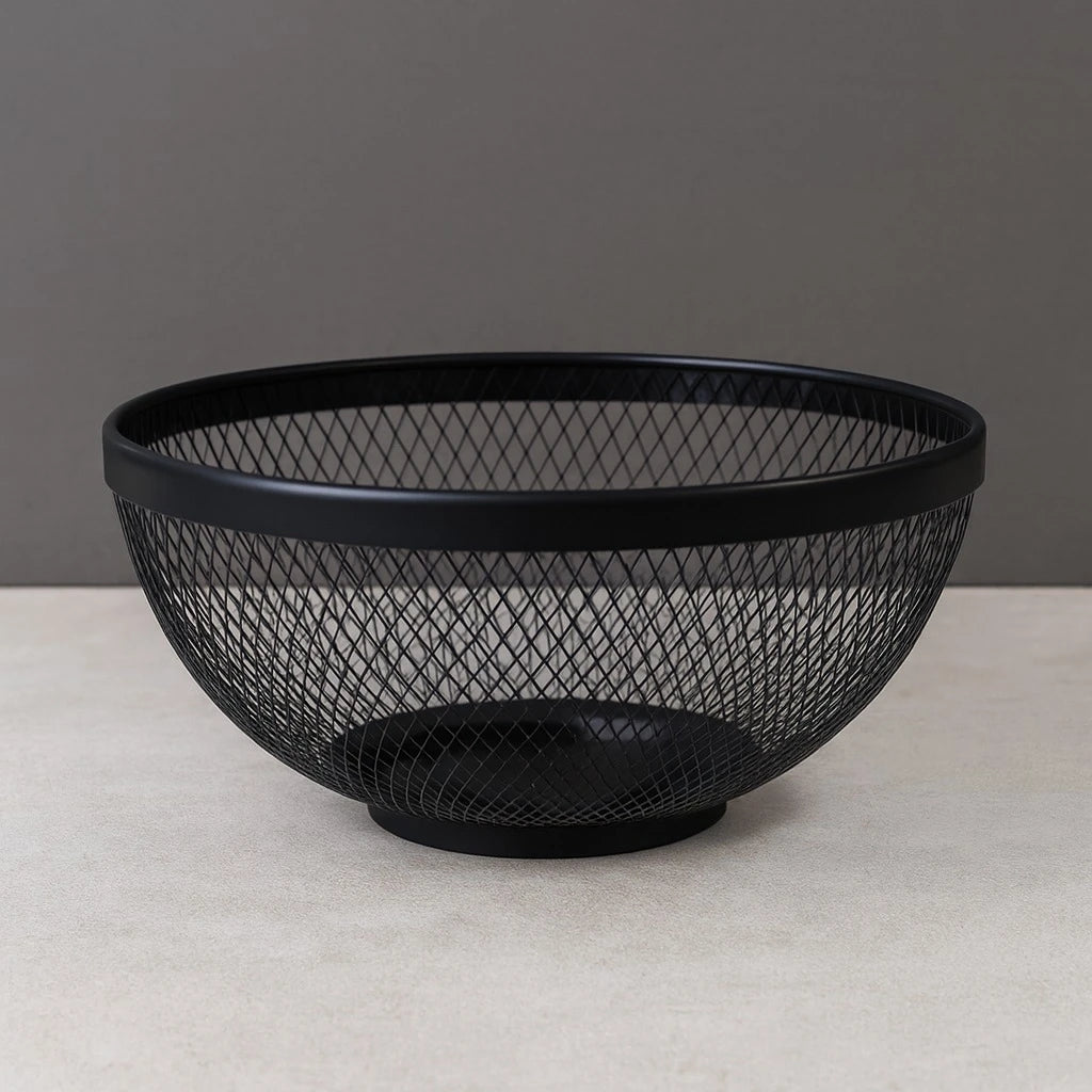 Black Mesh Wire Basket, Multi-Purpose Round Design - Image 4