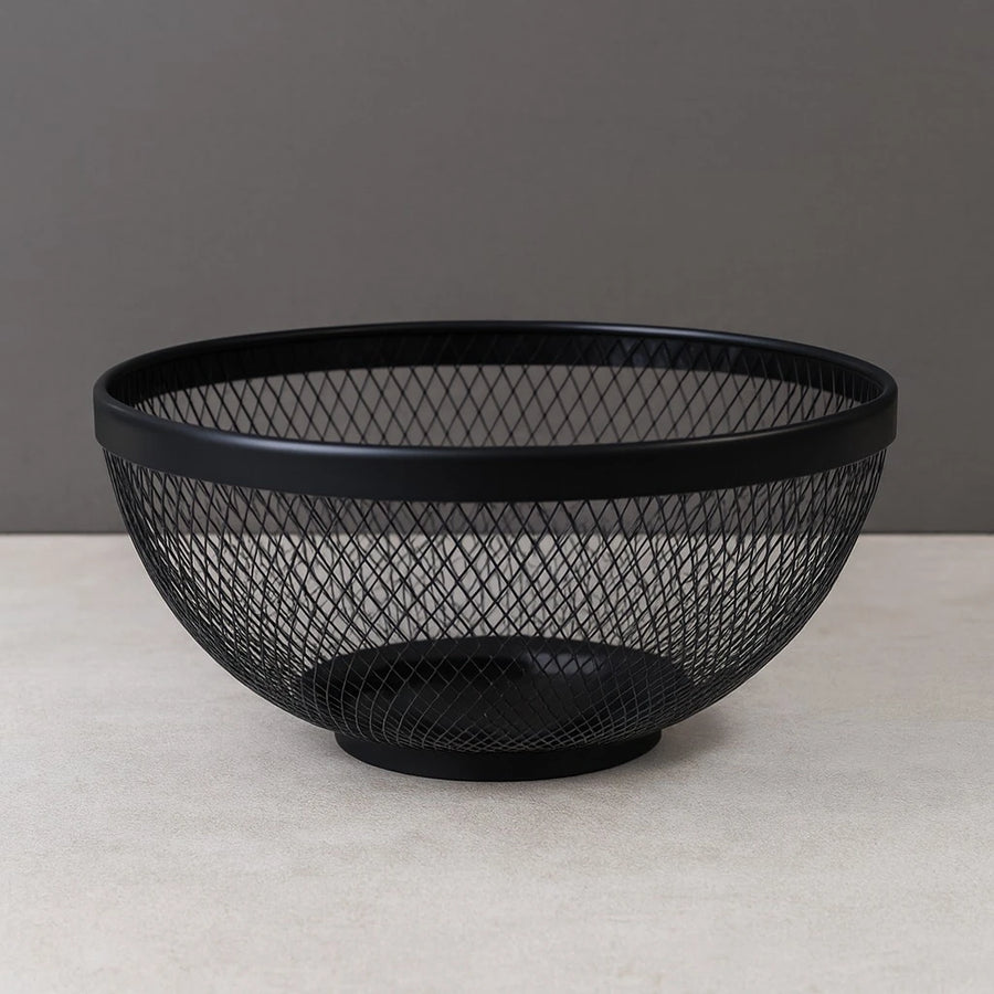 Black Mesh Wire Basket, Multi-Purpose Round Design
