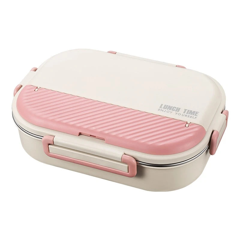 2000ml Stainless Steel Bento Lunch Box, Pink Lid