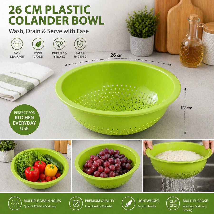 Plastic Colander Bowl Kitchen Strainer Vegetable Fruit Washing Drain Basket Pasta Rice Drainer 26 cm