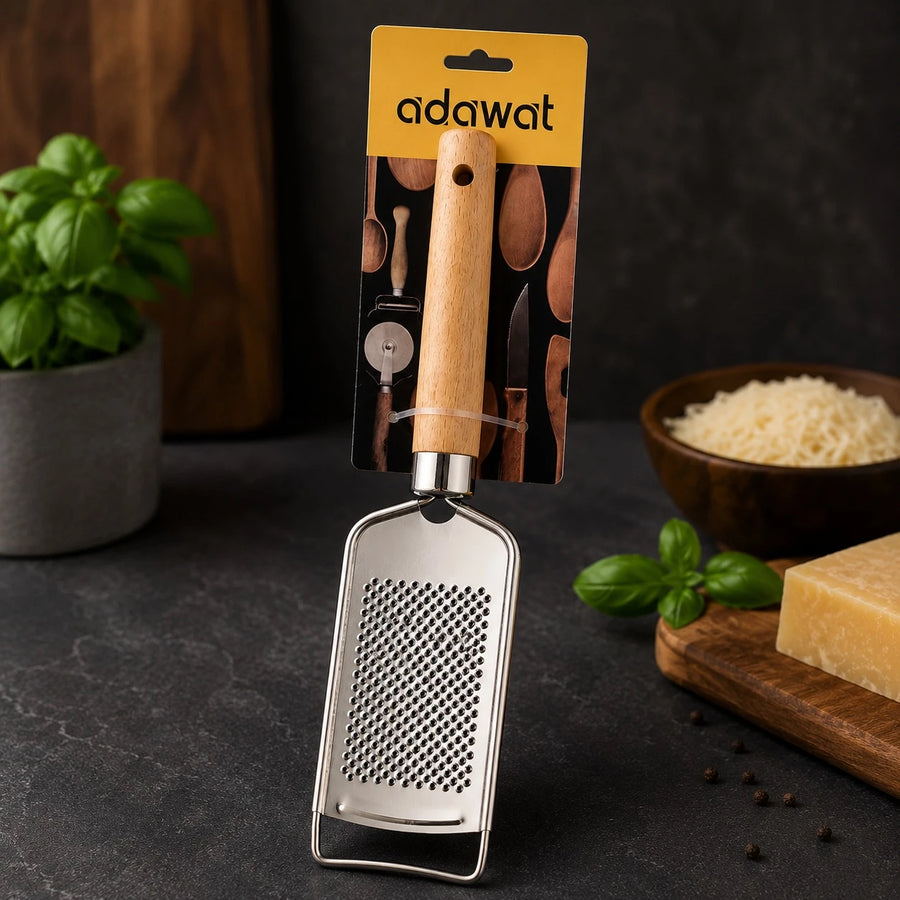 Adawat Stainless Steel Hand Grater Wooden Handle Cheese Grater Vegetable Grater Kitchen Grater 26 cm