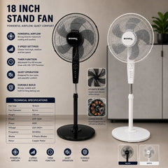 General 18 Inch Stand Fan Pedestal Fan Adjustable Cooling Fan Copper Motor Black