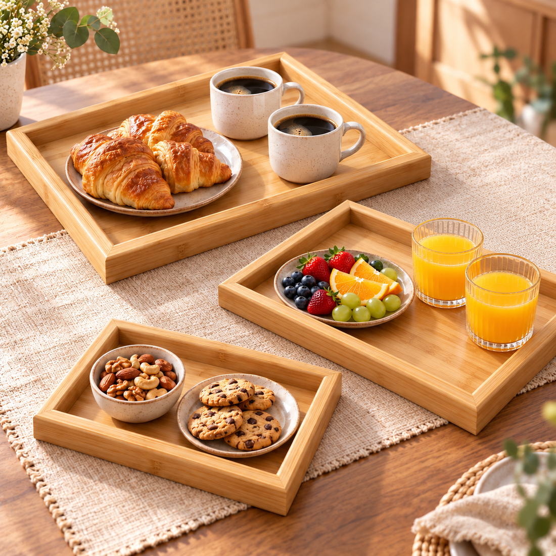 Bamboo Serving Trays Set of 3