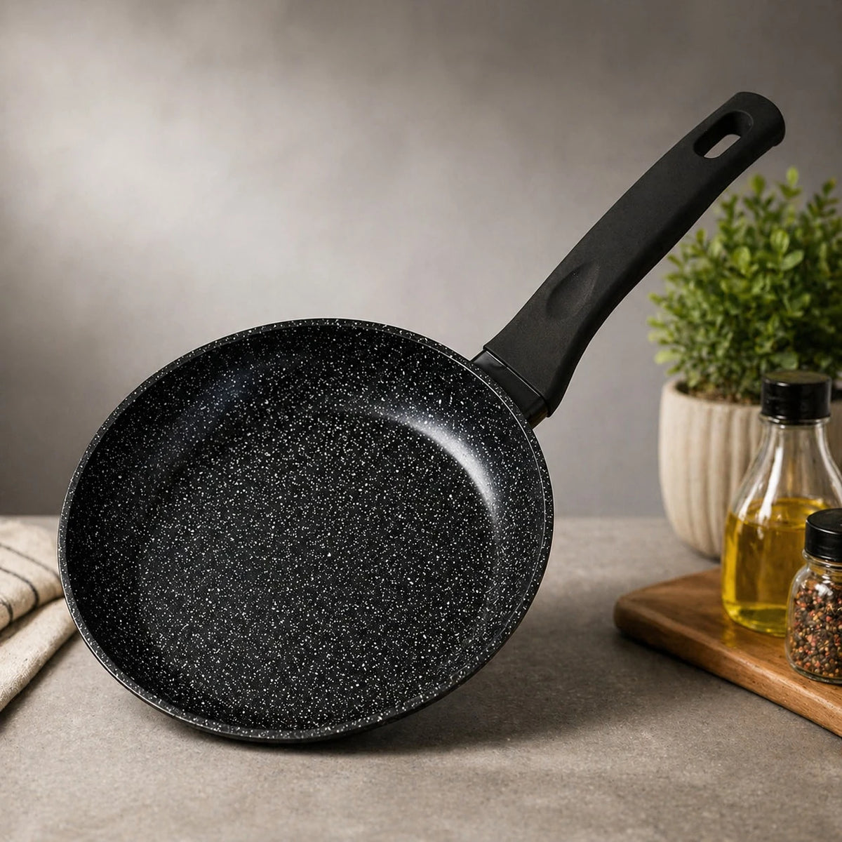 20 cm Aluminum Cookware Frying Pan Granite Coating Non Stick 4mm Thick Cooking Pan