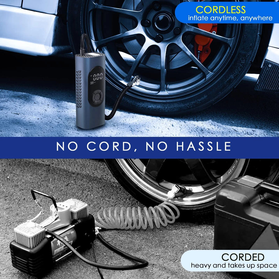 Digital Car Tire Inflator for Flat Tires, Air Pump – 150 PSI Max, 6000mAh Battery, 4 Modes + Emergency Light