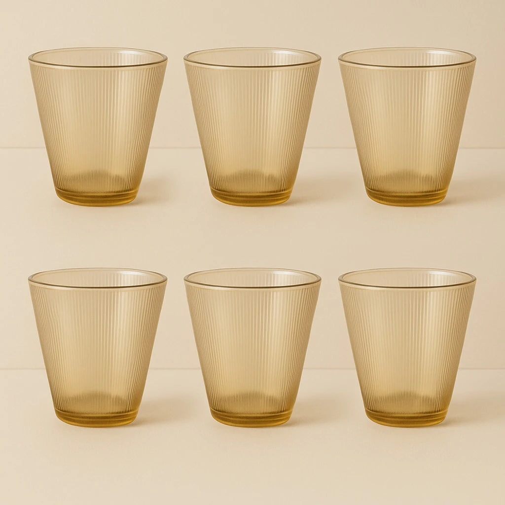 Amber Ribbed Pitcher with 6 Glasses - Image 2
