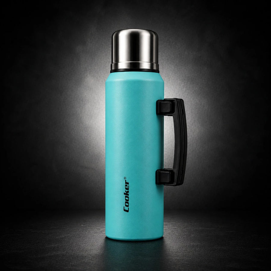 Cooker Thermos Bottle Stainless Steel Vacuum Flask Foldable Handle Hot And Cold Insulated Travel Camping Bottle 1.5 Liter