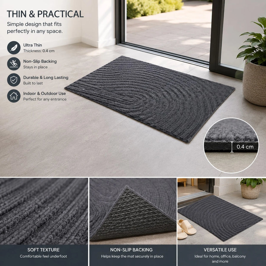 Thin Non Slip Entrance Door Mat Soft Textured Indoor Outdoor Floor Rug