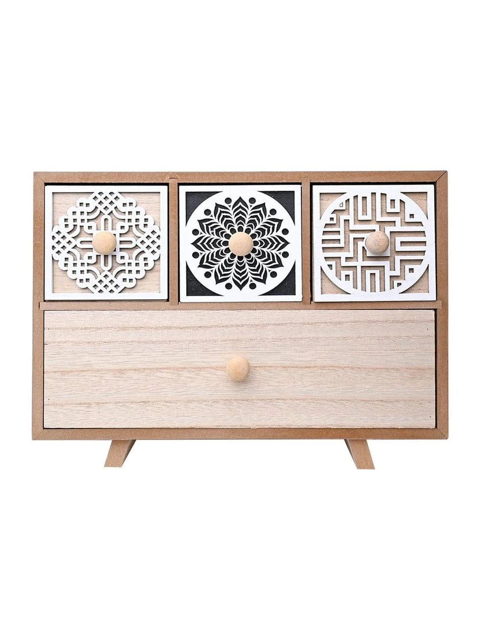 Multi Color MDF Desktop Storage Organizer with Decorative Cutwork Drawers for Home and Office