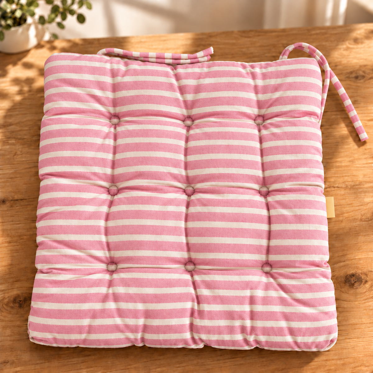 Soft Tufted Chair Seat Cushion with Secure Ties 40 x 40 cm