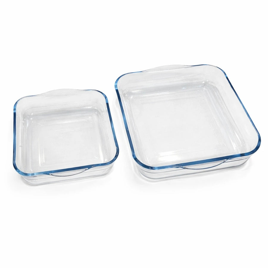 Borart Square Glass Baking Dish Set Borart Borosilicate Turkish Made Oven Tray Roasting Casserole Set 2 Pieces
