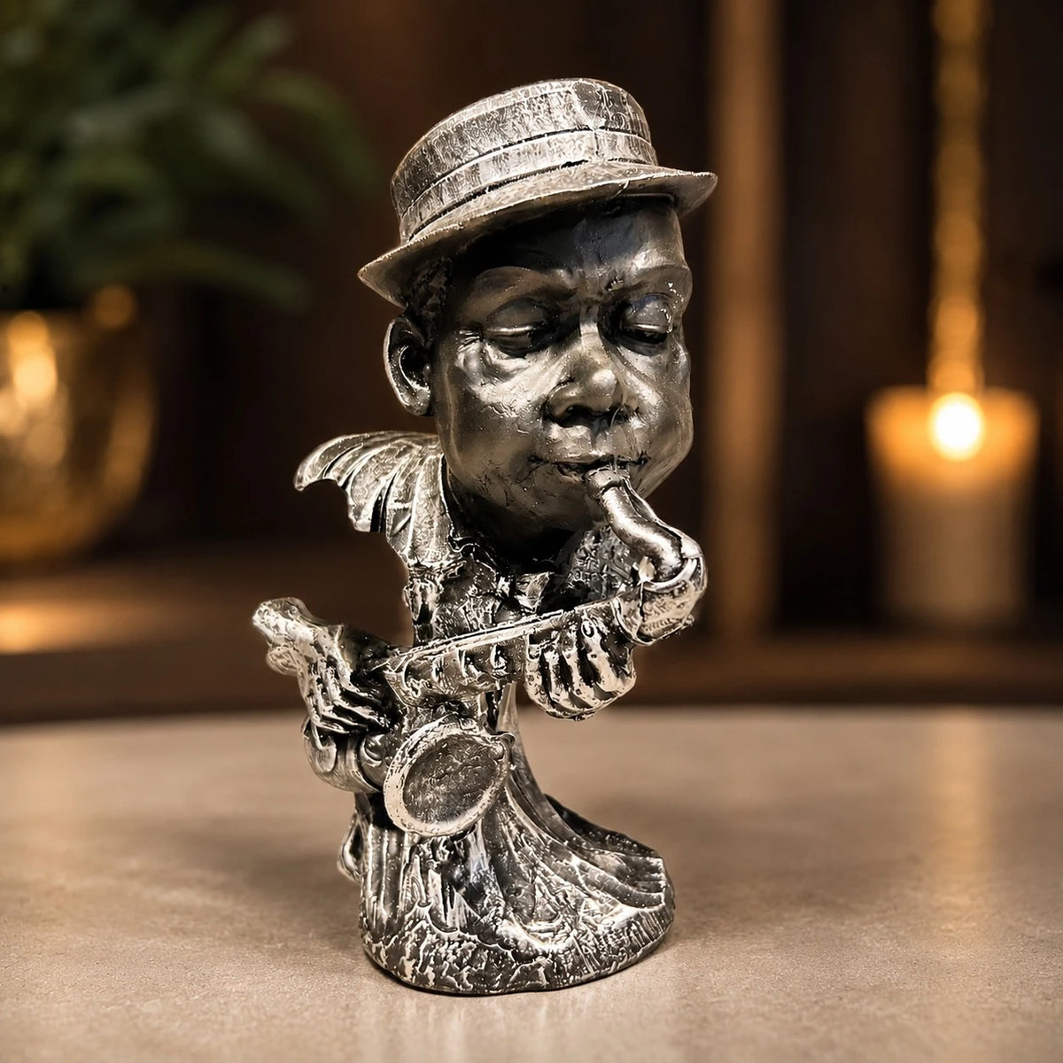 Black Jazz Musician Saxophone Figurine Decorative Tabletop Statue Modern Home Office Desk Decor Art Sculpture Ornament