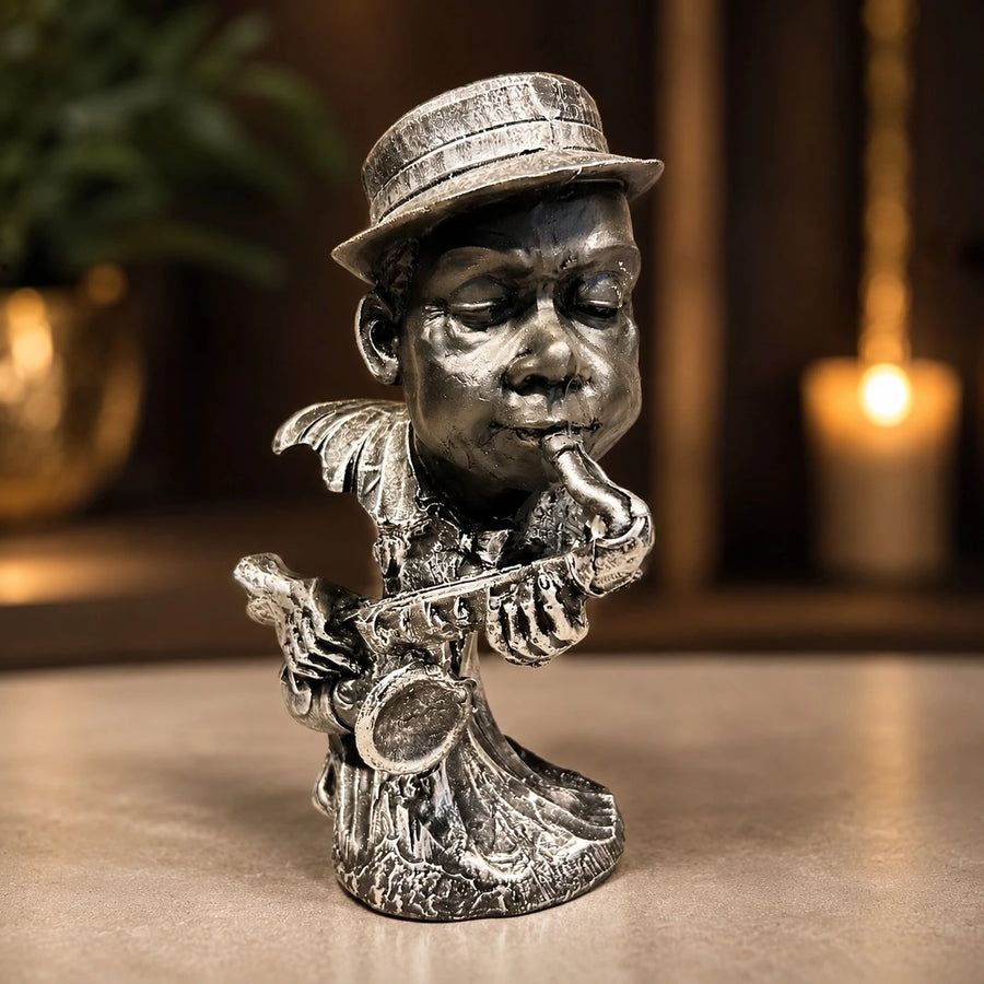 Black Jazz Musician Saxophone Figurine Decorative Tabletop Statue Modern Home Office Desk Decor Art Sculpture Ornament