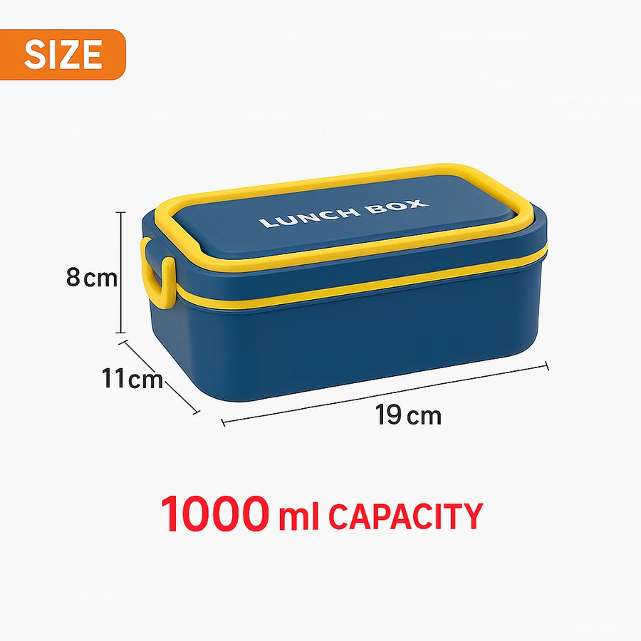 Durable Blue Lunch Box,1000ml Leak-Proof Bento Design