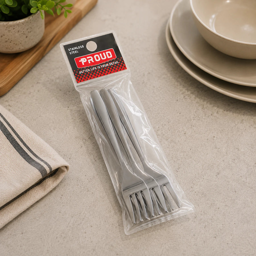 Stainless Steel Dinner Fork Set 6 Pieces 15 cm Kitchen Dining Fork