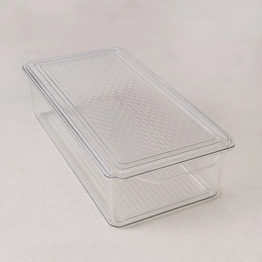 Transparent Rectangular Plastic Container with Lid Clear Food Container for Pantry Organization Refrigerator and Kitchen Storage