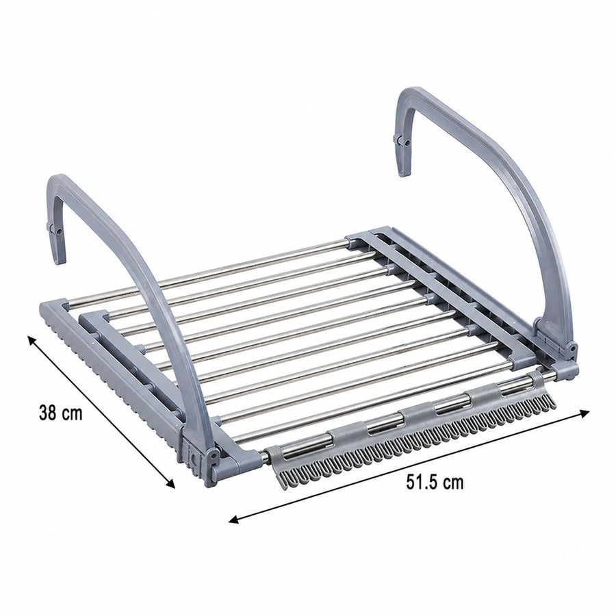 Extendable Balcony Drying Rack Stainless Steel Foldable Laundry Rack Adjustable Clothes Airer