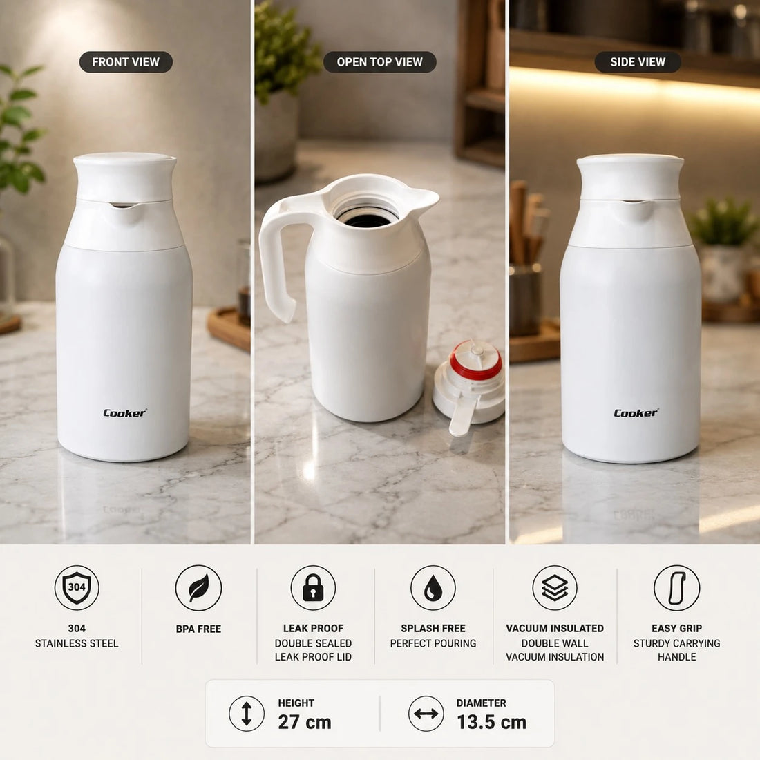 Cooker Thermos 2 Liter Vacuum Thermos Jug Coffee Hot Cold Water Bottle