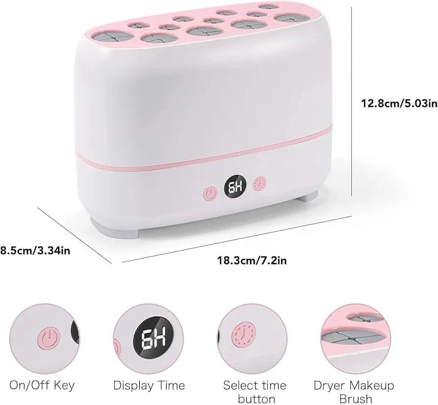 USB Electric Makeup Brush Dryer and Storage Holder with 12 Brush Slots LS-125