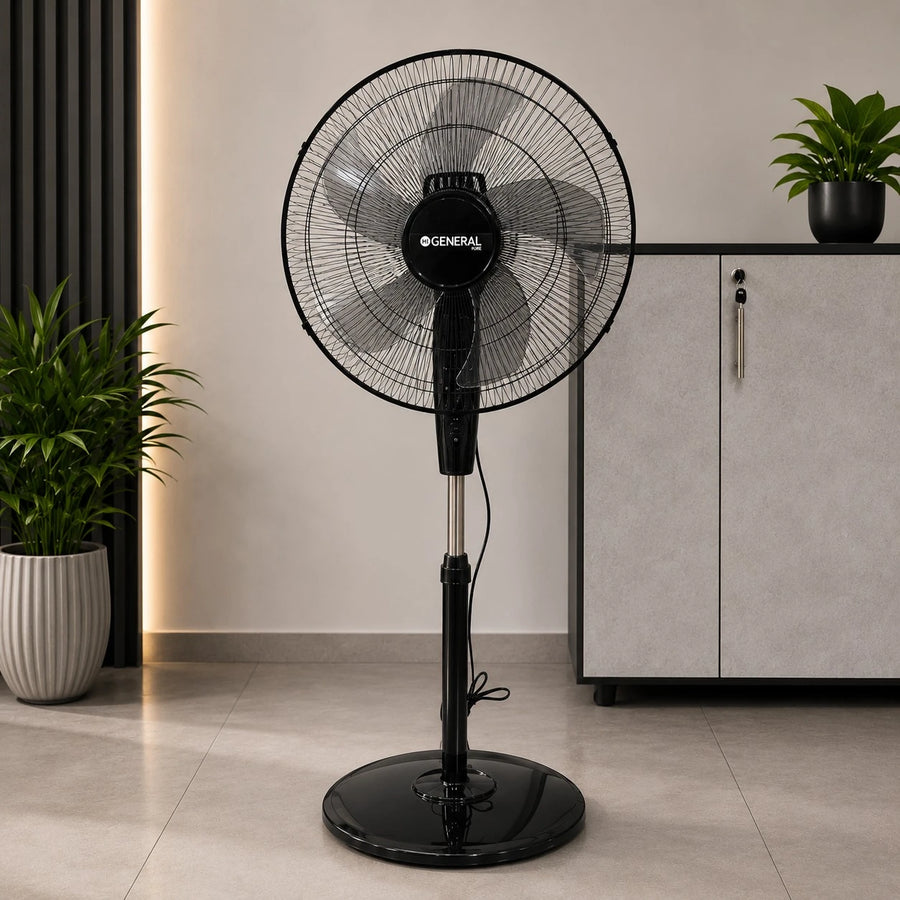 General 18 Inch Stand Fan Pedestal Fan Adjustable Cooling Fan Copper Motor Black