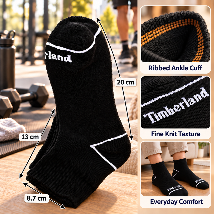 Timberland Black Quarter Socks Set of  3