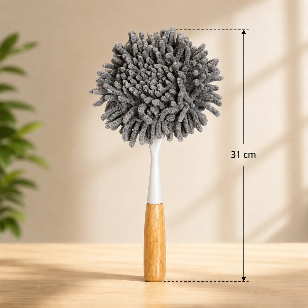 Microfiber Dusting Brush Chenille Duster Cleaning Brush Household Dust Cleaner Wooden Handle Duster