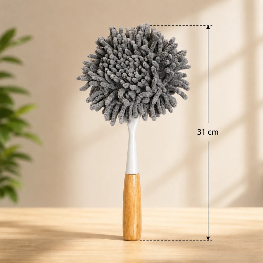 Microfiber Dusting Brush Chenille Duster Cleaning Brush Household Dust Cleaner Wooden Handle Duster
