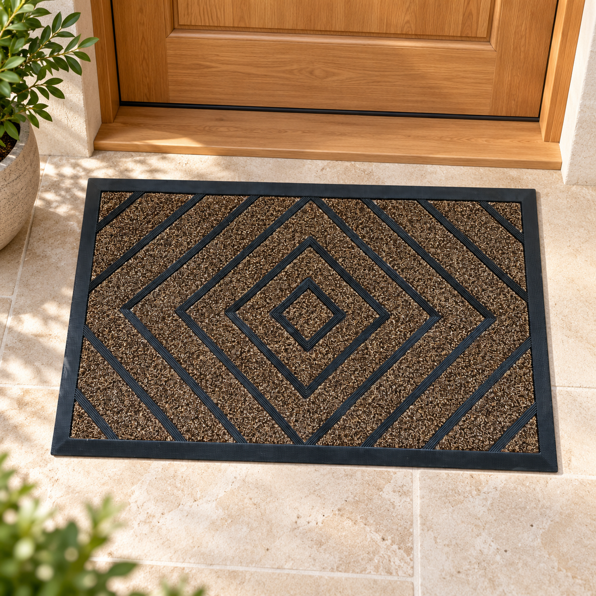 Geometric Textured Entrance Door Mat 74.5 × 45 cm