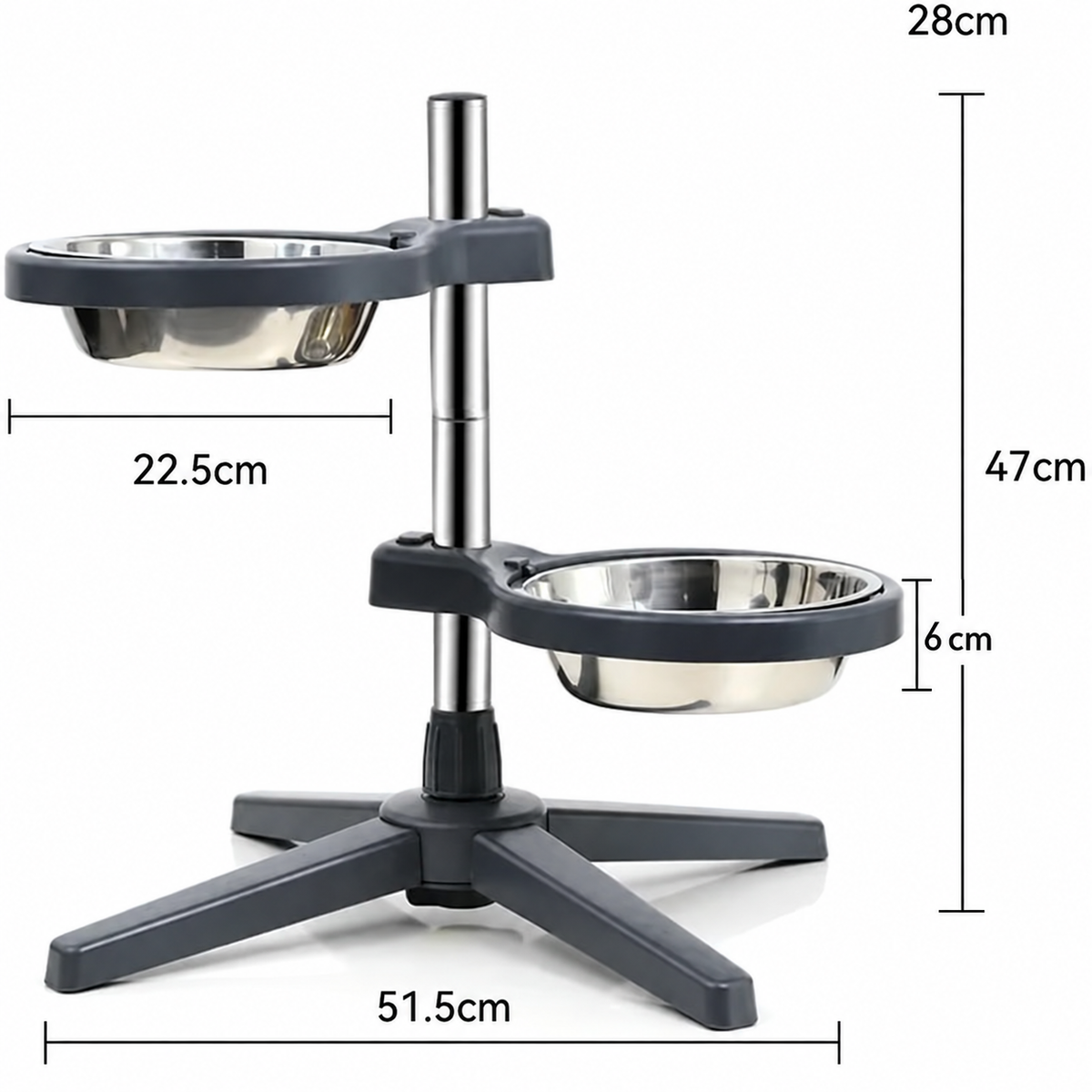 Adjustable Elevated Pet Bowl Stand 47 x 51.5 cm