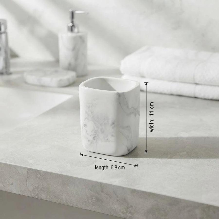 4 Piece Marble Style Bathroom Accessories Set