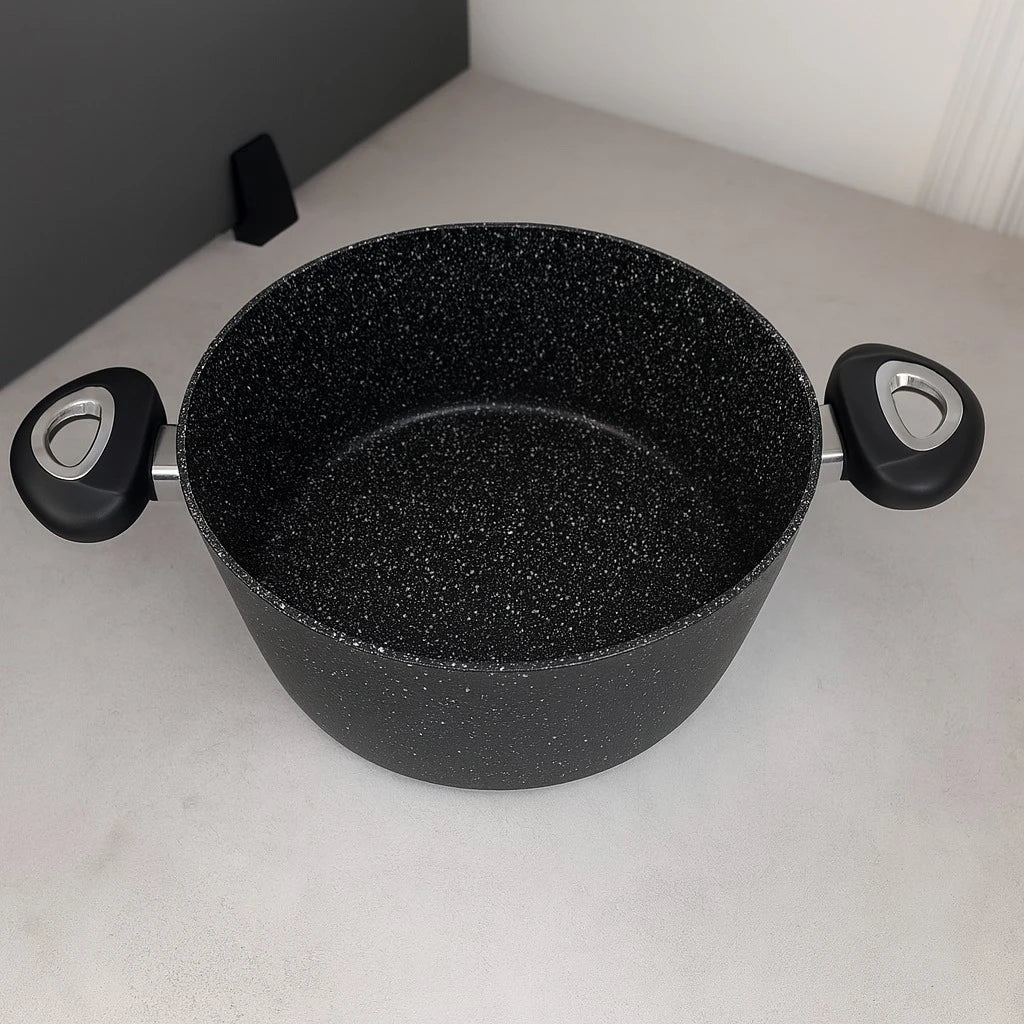 Baroly Cookware 24cm Marble Non Stick Casserole with Lid Granite Coating Aluminum Cooking Pot Tempered Glass Cover Kitchen Cookware - Image 5