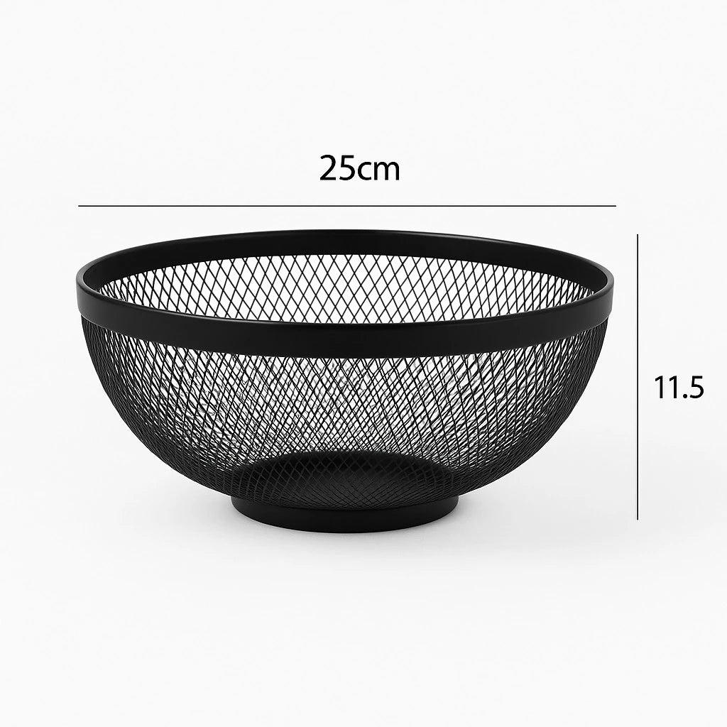 Black Mesh Wire Basket, Multi-Purpose Round Design