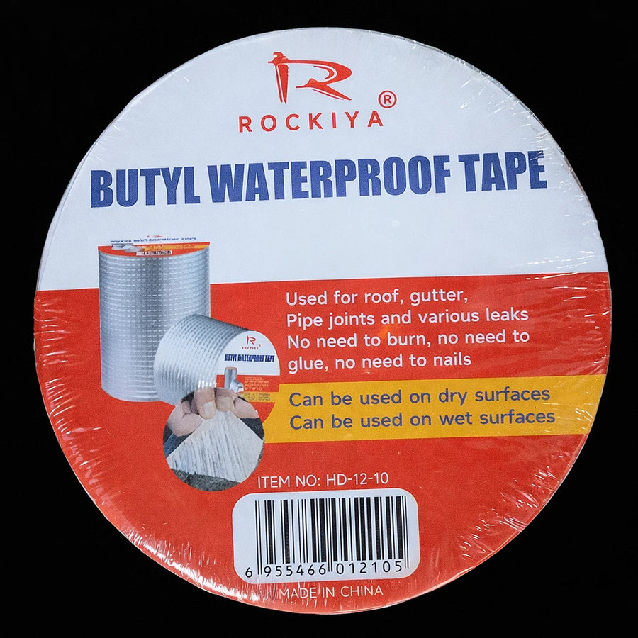 Butyl Waterproof Tape Aluminum Foil Heavy Duty Leak Repair Sealant Strong Adhesive Roof Pipe Gutter Water Tank Crack Sealing Tape 5 CM 5 Meter
