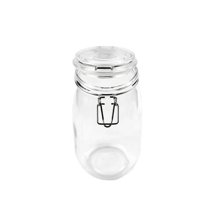 Airtight Glass Pickle & Jam Storage Jar with Metal Clamp Lid – Food Storage, Fermentation & Pantry Container 1.5 kg