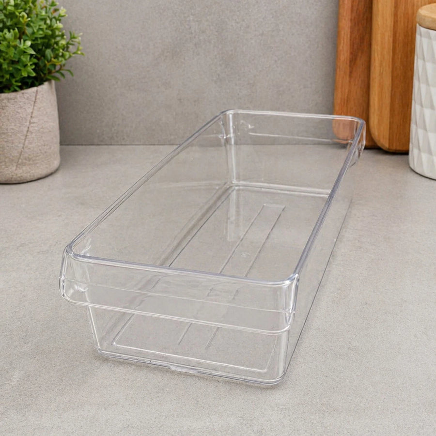Clear Fridge Organizer Storage Container 3.10 L Refrigerator Bin Transparent Food Storage Tray 30 cm