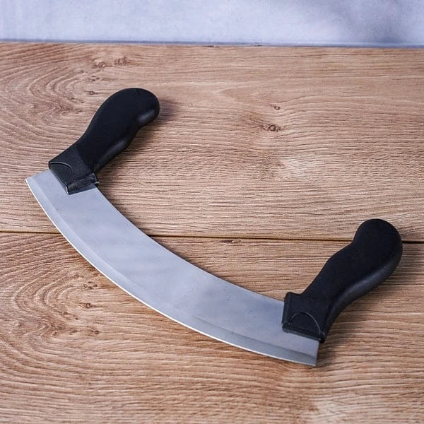 10 Inch Stainless Steel Pizza Cutter with Dual Handles Heavy Duty Rocking Blade for Pizza Bread and Vegetables