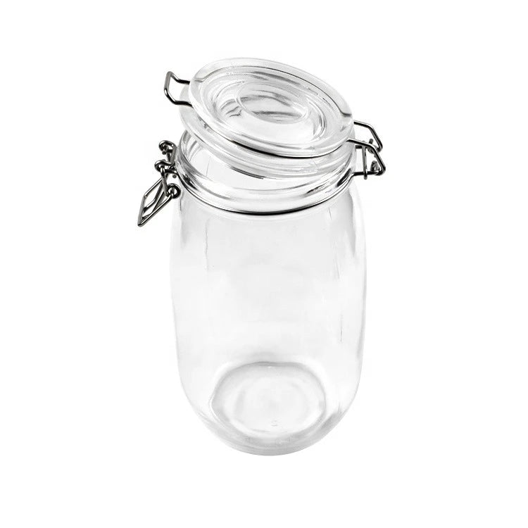 Airtight Glass Pickle & Jam Storage Jar with Metal Clamp Lid – Food Storage, Fermentation & Pantry Container 1.5 kg