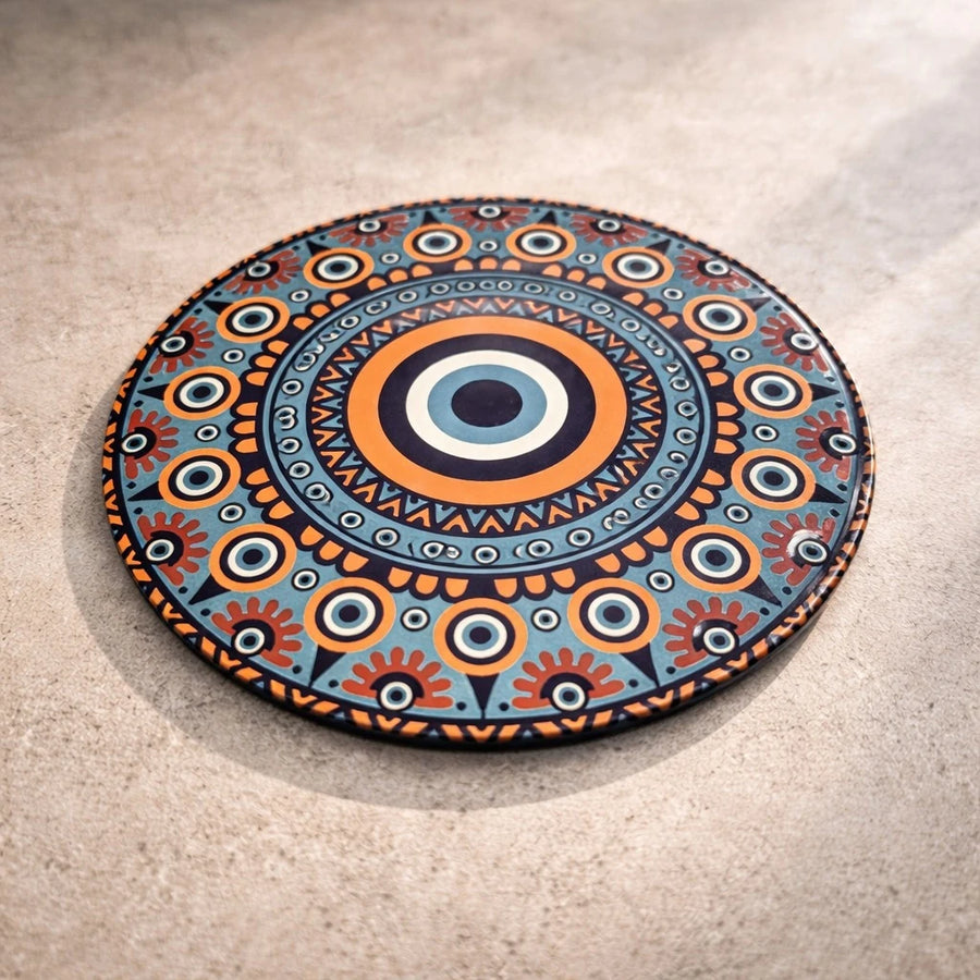 Turkish Round Suplate Heat Resistant Base Mandala Mosaic Design Table Protector Coffee Teapot Kettle Holder Decorative Serving Base 18 cm