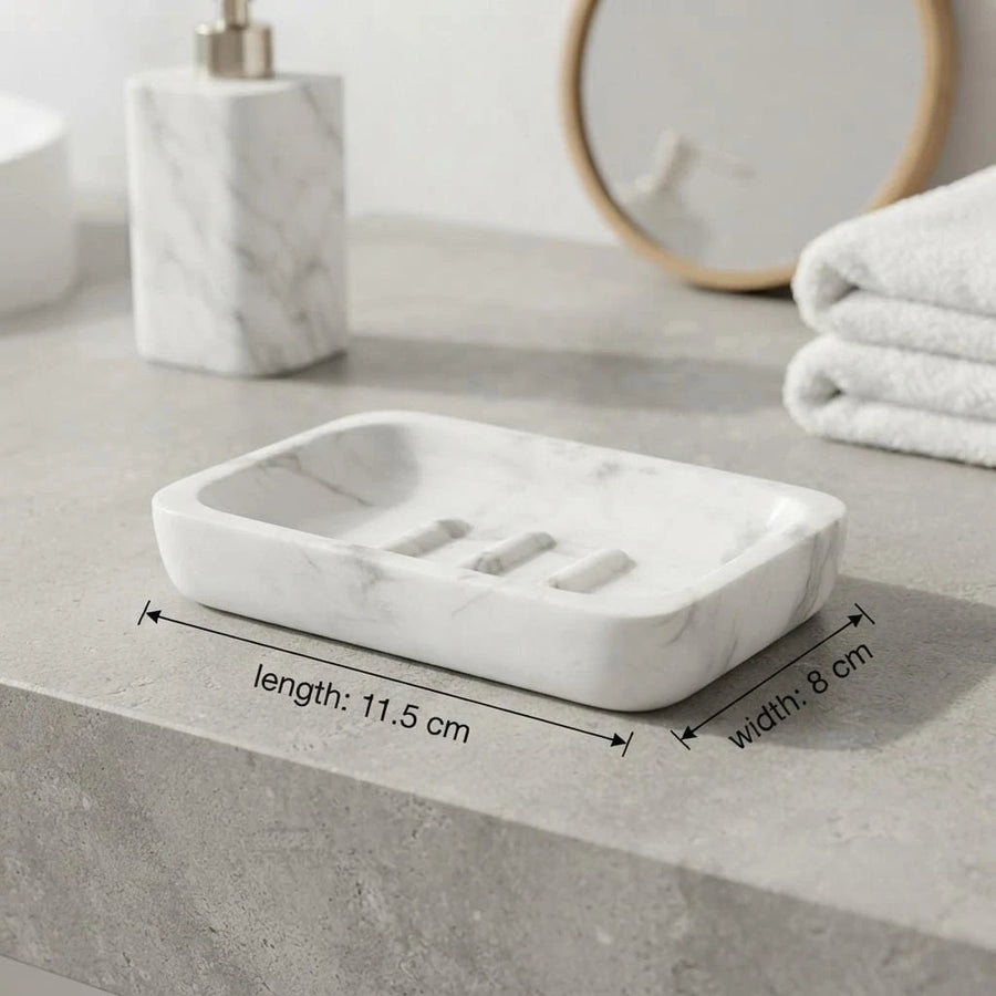 4 Piece Marble Style Bathroom Accessories Set
