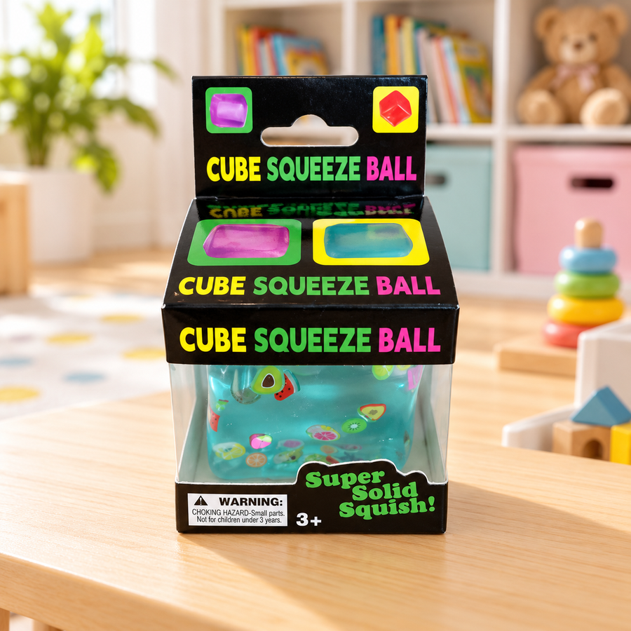 Soft Squishy Sensory Cube with Fruit Decorations