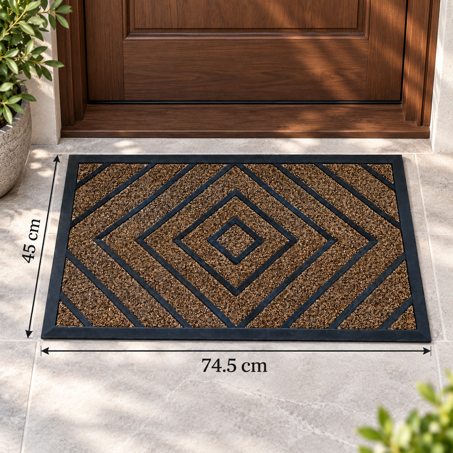 Geometric Textured Entrance Door Mat 74.5 × 45 cm