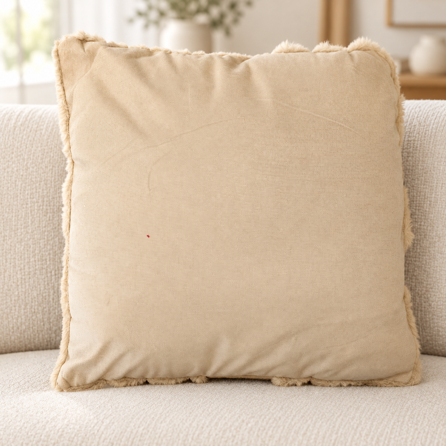 Plush Textured Decorative Cushion with a Zipper