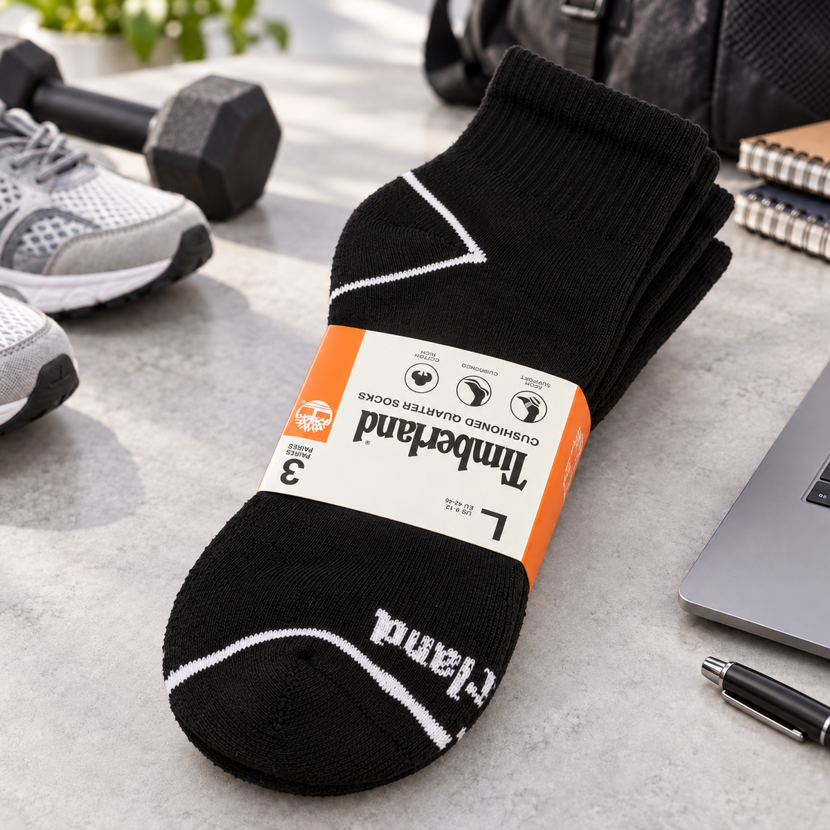 Timberland Black Quarter Socks Set of  3