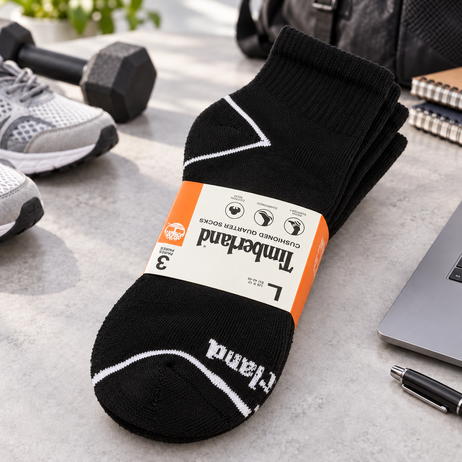 Timberland Black Quarter Socks Set of  3